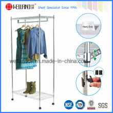 Estante ajustable rack de ropa casera de cromo con rueda de nylon